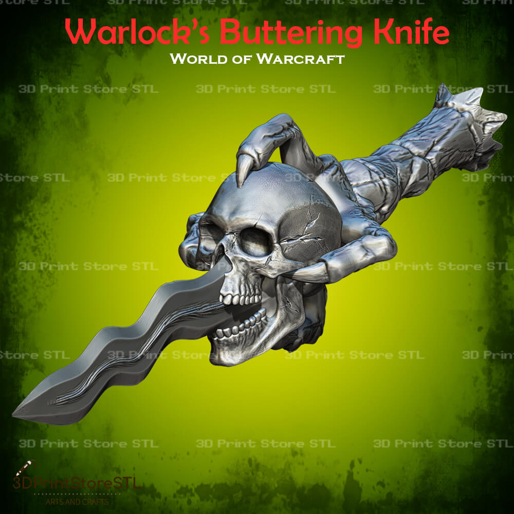 Warlock Buttering Knife Cosplay World Of Warcraft 3D Print Model STL File 3DPrintStoreSTL