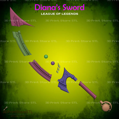 Diana Sword Cosplay League of Legends 3D Print Model STL File 3DPrintStoreSTL