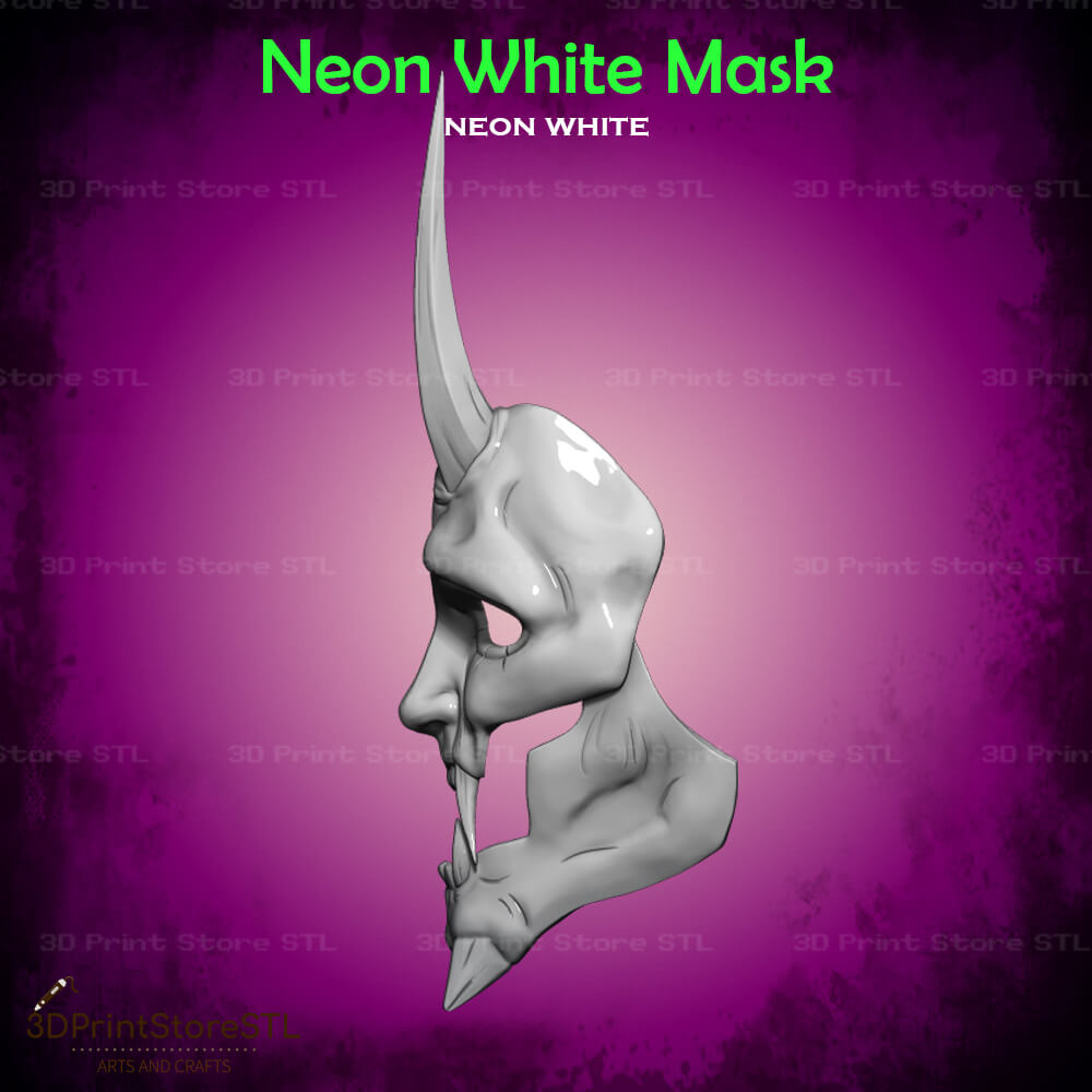 White Mask Cosplay Neon White Game 3D Print Model STL File 3DPrintStoreSTL