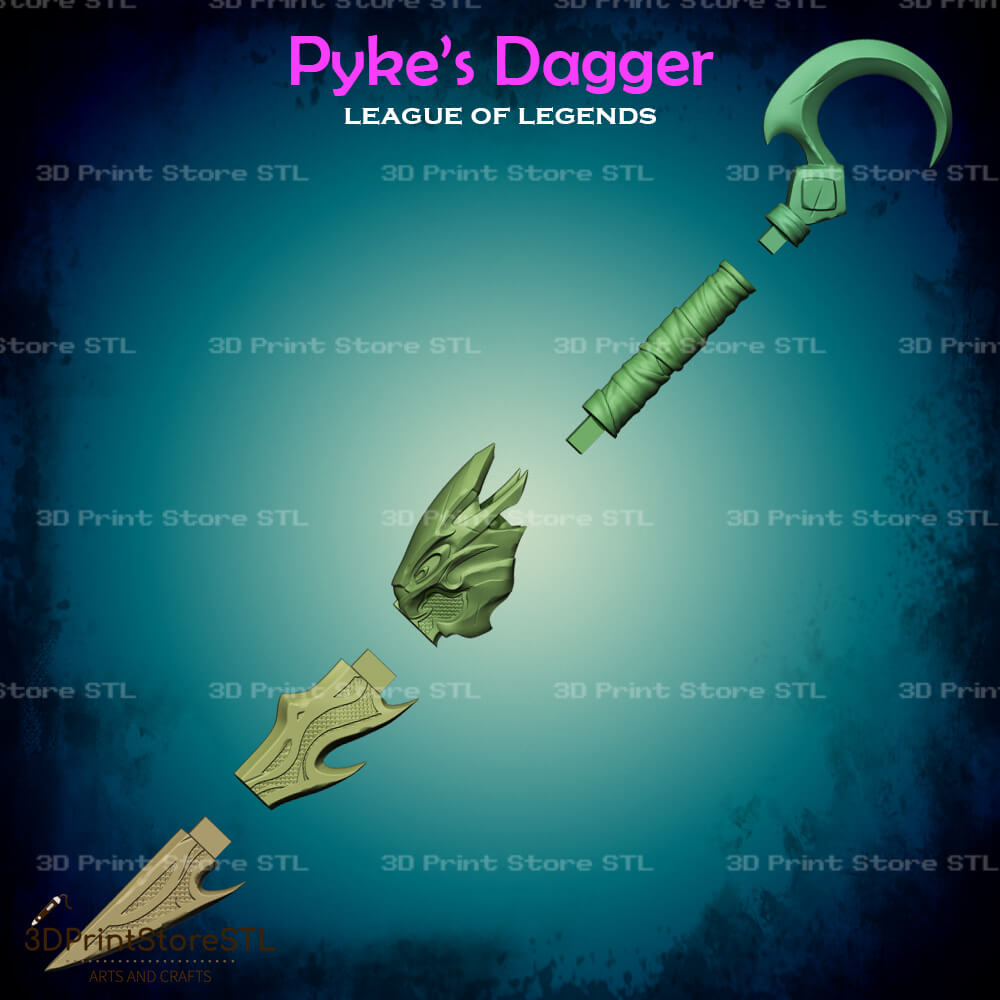 Pyke Dagger Cosplay League of Legends 3D Print Model STL File 3DPrintStoreSTL