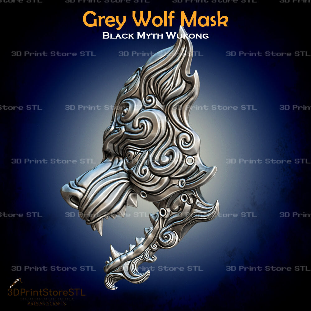 Grey Wolf Mask Cosplay Black Myth Wukong 3D Print Model STL File 3DPrintStoreSTL