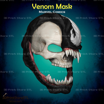 Venom Mask Cosplay Marvel Comics 3D Print Model STL File 3DPrintStoreSTL