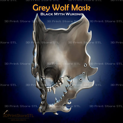 Grey Wolf Mask Cosplay Black Myth Wukong 3D Print Model STL File 3DPrintStoreSTL