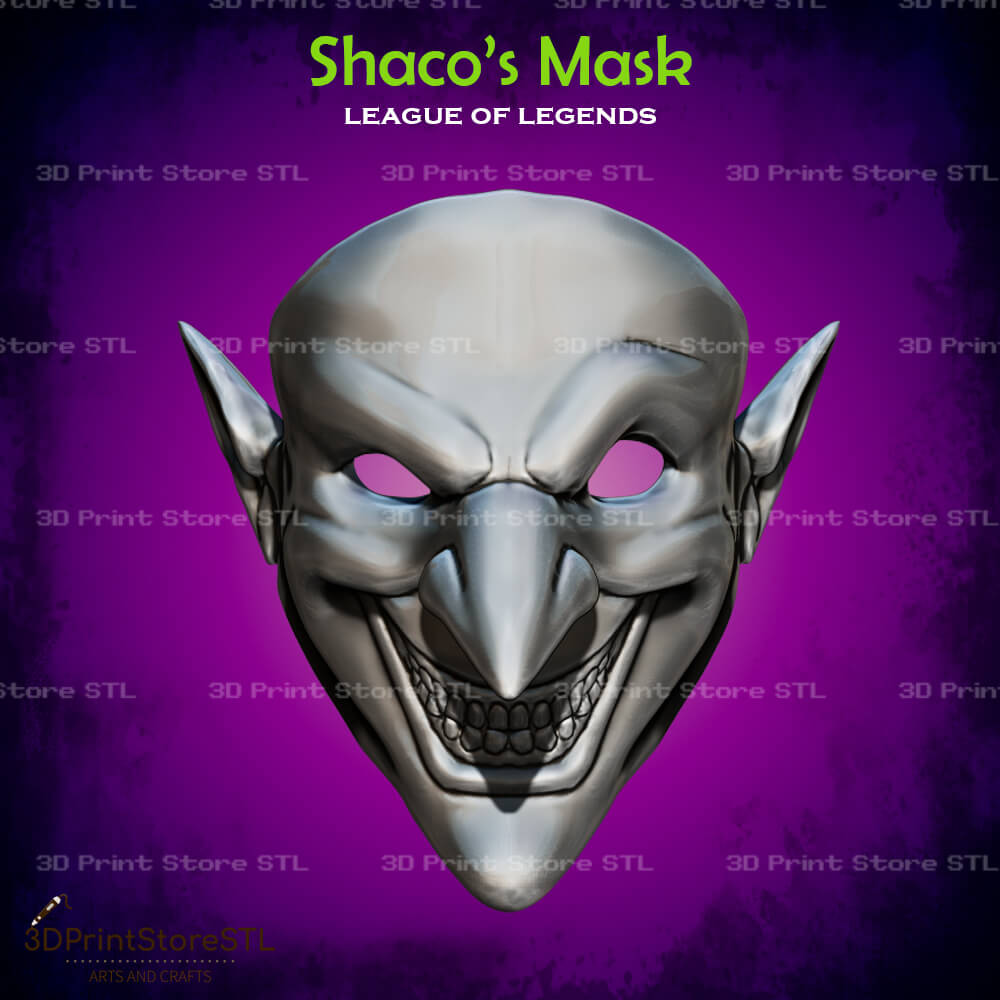 Shaco Mask Cosplay League of Legends 3D Print Model STL File 3DPrintStoreSTL