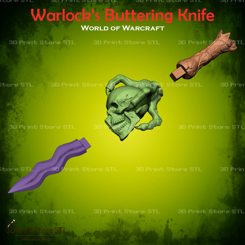 Warlock Buttering Knife Cosplay World Of Warcraft 3D Print Model STL File 3DPrintStoreSTL