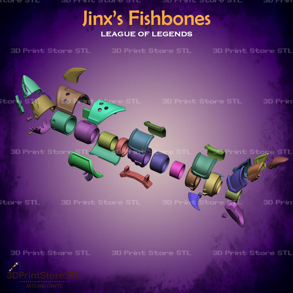 jinx Fishbones Cosplay League of Legends 3D Print Model STL File 3DPrintStoreSTL