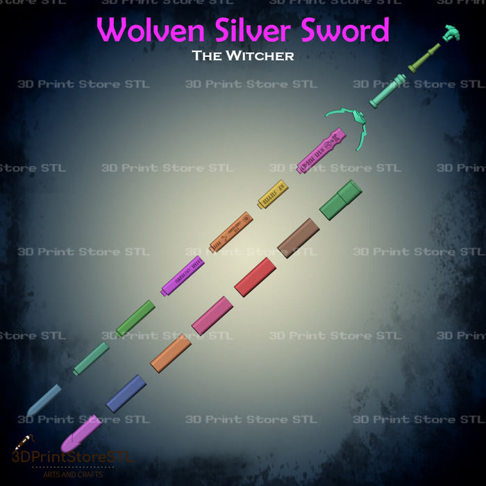 Wolven Silver Sword Cosplay The Witcher 3D Print Model STL File 3DPrintStoreSTL