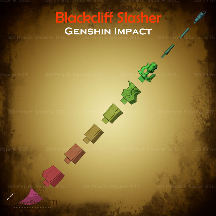 Blackcliff Slasher Sword Cosplay Genshin Impact 3D Print Model STL File 3DPrintStoreSTL