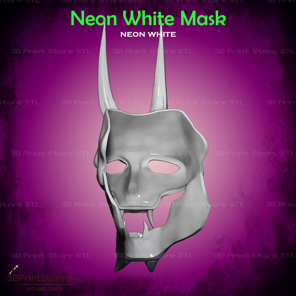 White Mask Cosplay Neon White Game 3D Print Model STL File 3DPrintStoreSTL