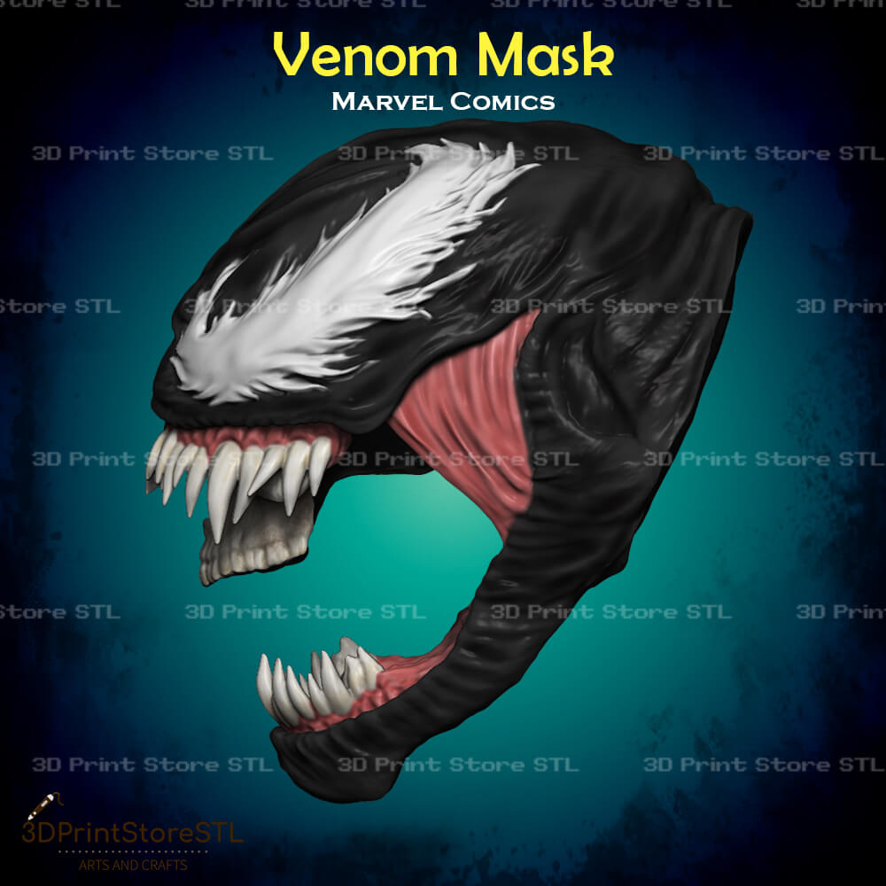 Venom Mask Cosplay Marvel Comics 3D Print Model STL File 3DPrintStoreSTL