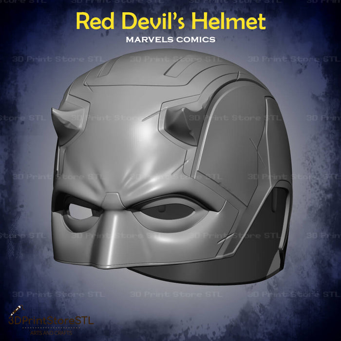 Red Devil Helmet Cosplay Marvel Comics 3D Print Model STL File 3DPrintStoreSTL