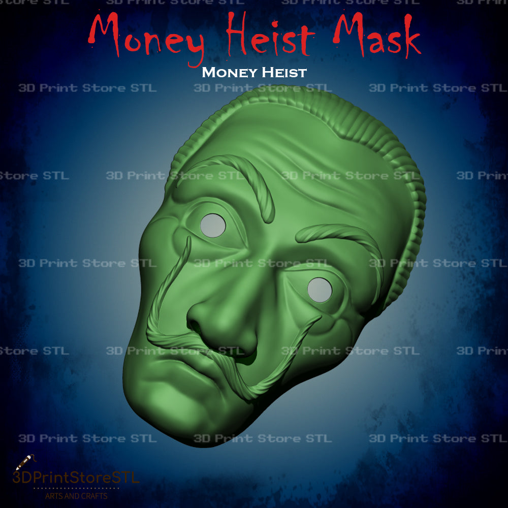 Dali Mask Cosplay Money Heist 3D Print Model STL File 3DPrintStoreSTL