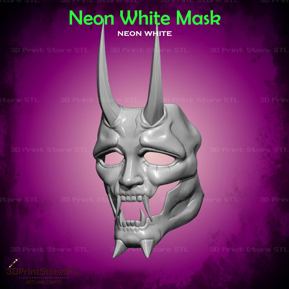 White Mask Cosplay Neon White Game 3D Print Model STL File 3DPrintStoreSTL