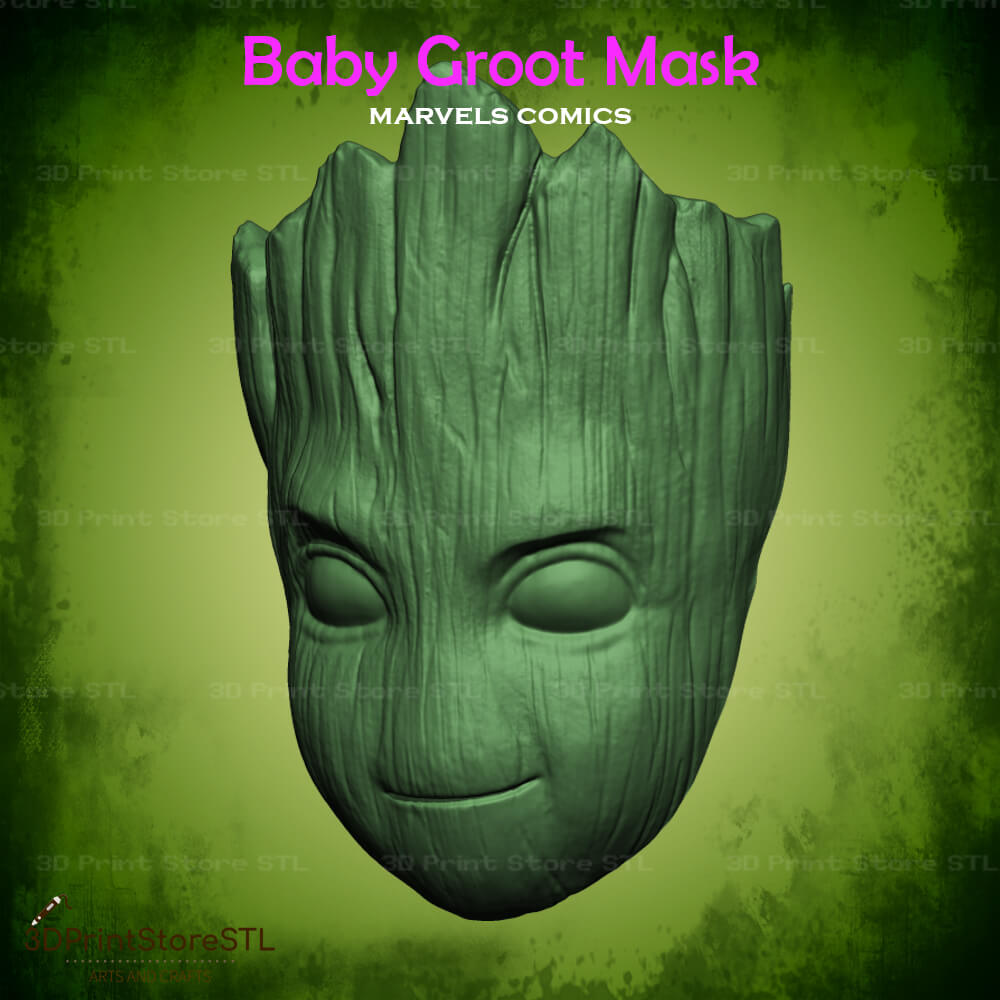 Baby Groot Mask Cosplay Guardians of the Galaxy 3D Print Model STL File 3DPrintStoreSTL