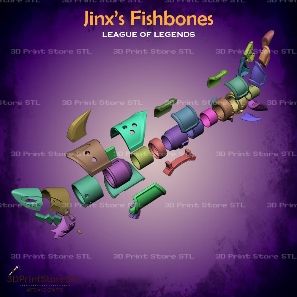 jinx Fishbones Cosplay League of Legends 3D Print Model STL File 3DPrintStoreSTL