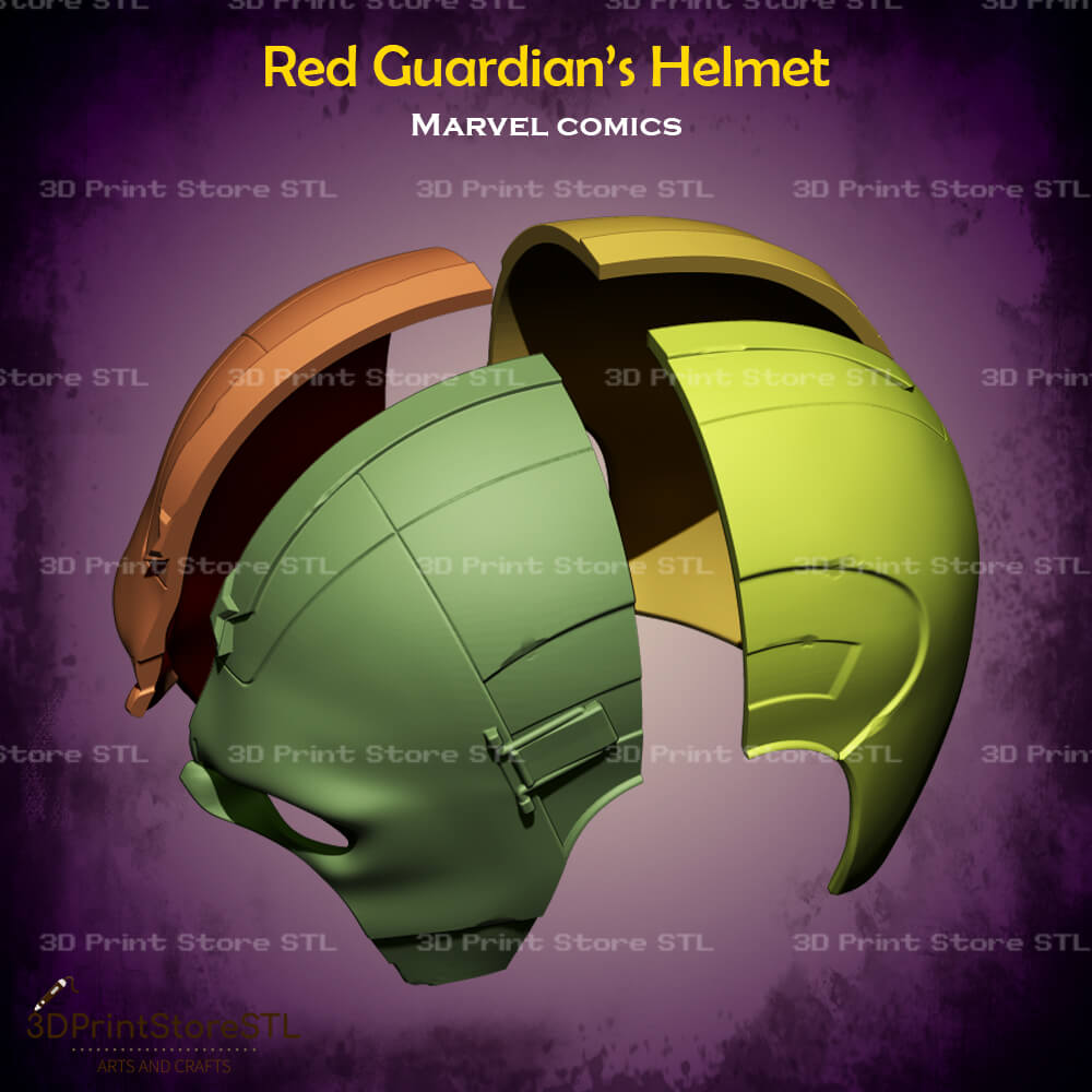 Red Guardian Helmet Cosplay Marvel Comics 3D Print Model STL File 3DPrintStoreSTL