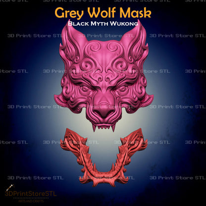 Grey Wolf Mask Cosplay Black Myth Wukong 3D Print Model STL File 3DPrintStoreSTL