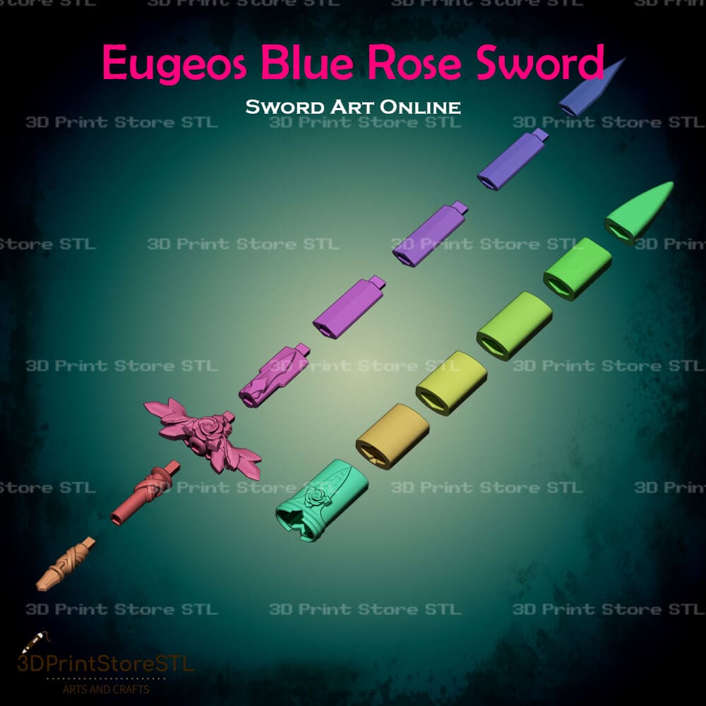 Eugeos Blue Rose Sword Cosplay Sword Art Online 3D Print Model STL File 3DPrintStoreSTL