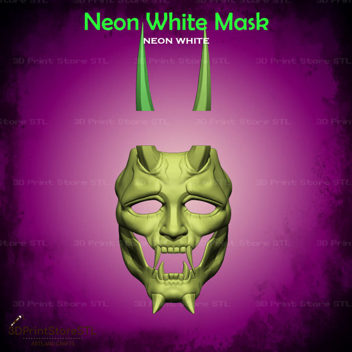White Mask Cosplay Neon White Game 3D Print Model STL File 3DPrintStoreSTL