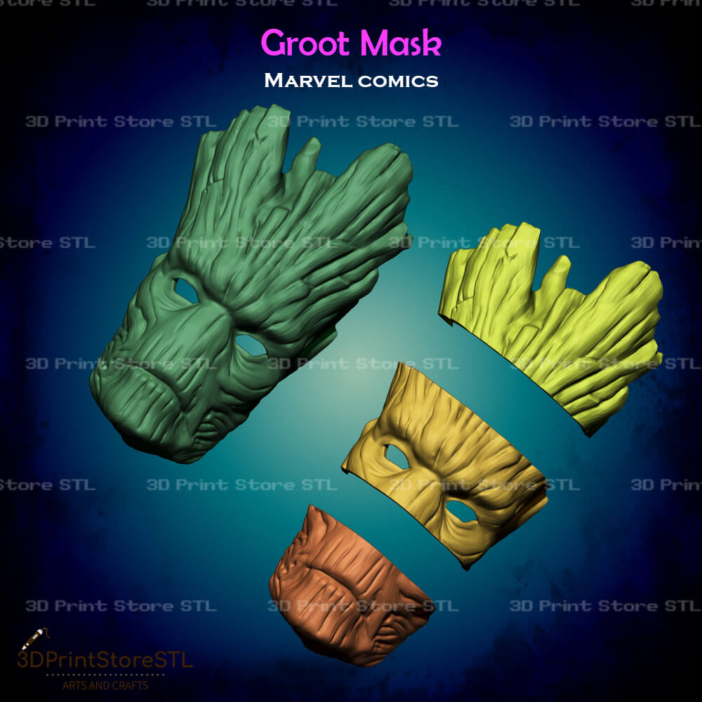 Groot Mask Cosplay Marvel Comics 3D Print Model STL File 3DPrintStoreSTL