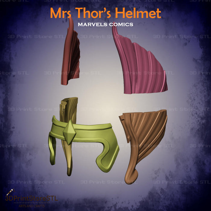 Mrs Thor Helmet Cosplay Marvel Comics 3D Print Model STL File 3DPrintStoreSTL