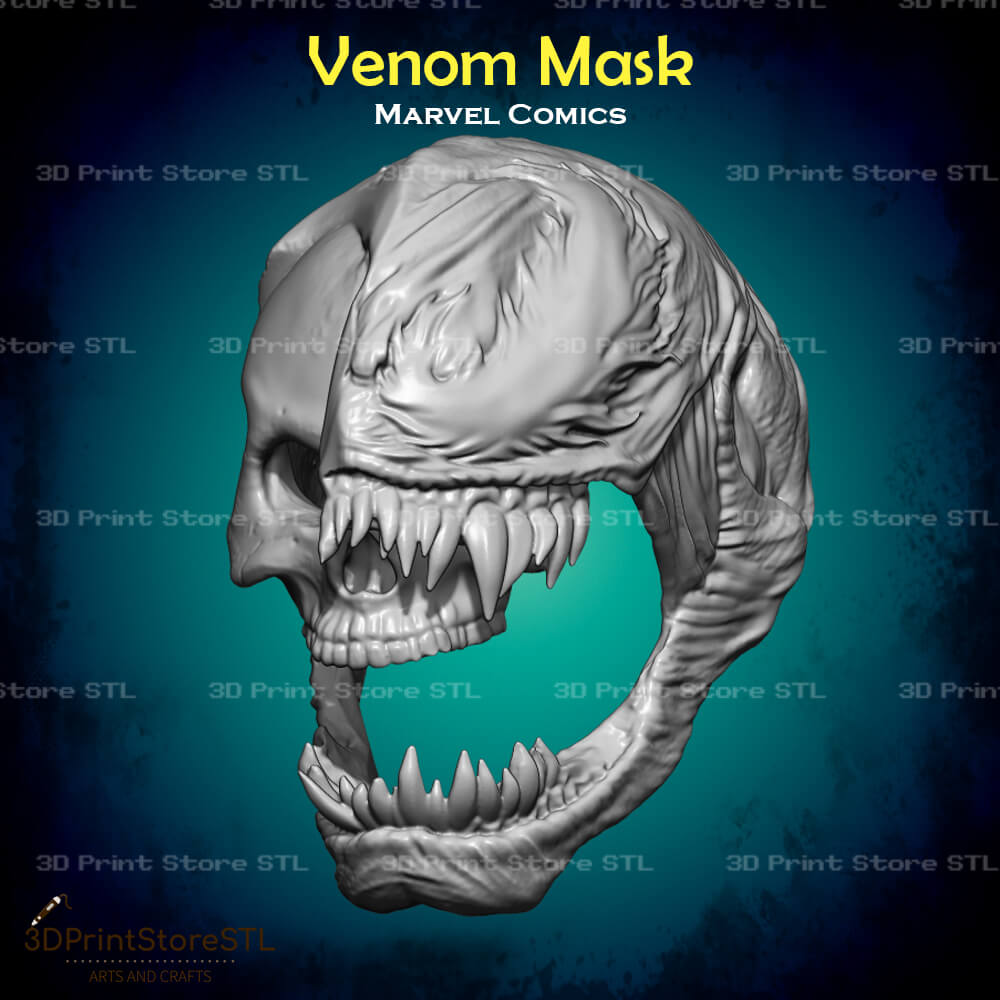 Venom Mask Cosplay Marvel Comics 3D Print Model STL File 3DPrintStoreSTL