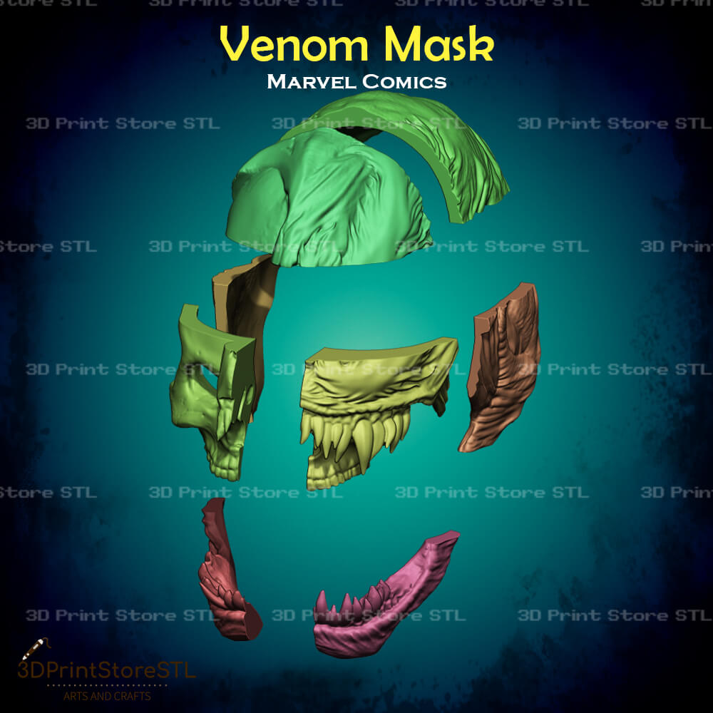 Venom Mask Cosplay Marvel Comics 3D Print Model STL File 3DPrintStoreSTL