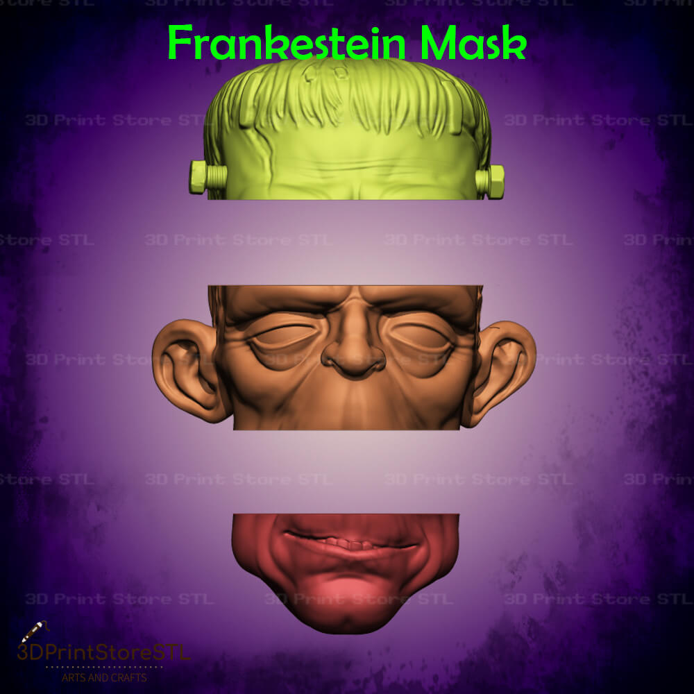 Frankestein Mask Cosplay Halloween 3D Print Model STL File 3DPrintStoreSTL