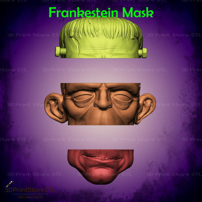 Frankestein Mask Cosplay Halloween 3D Print Model STL File 3DPrintStoreSTL