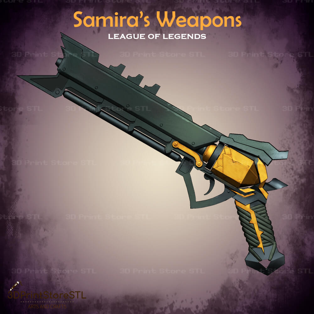 Samira Weapon Cosplay League of Legends 3D Print Model STL File 3DPrintStoreSTL