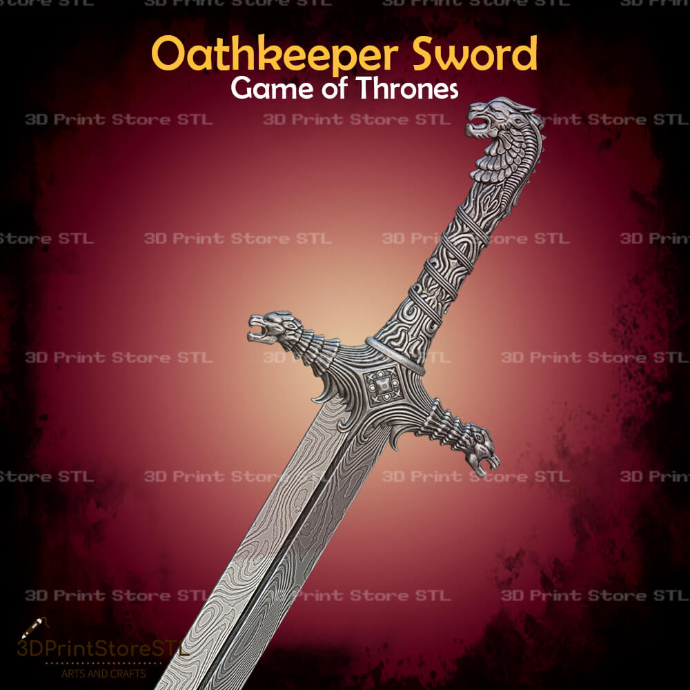 Oathkeeper Sword STL File for Game of Thrones Cosplay and 3D Print Model 
