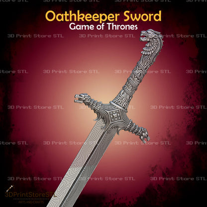 Oathkeeper Sword STL File for Game of Thrones Cosplay and 3D Print Model 