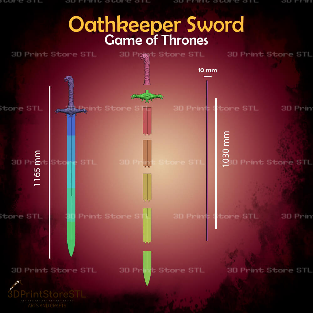 Oathkeeper Sword STL File for Game of Thrones Cosplay and 3D Print Model 