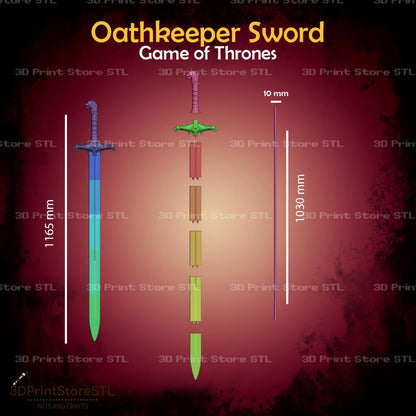 Oathkeeper Sword STL File for Game of Thrones Cosplay and 3D Print Model 