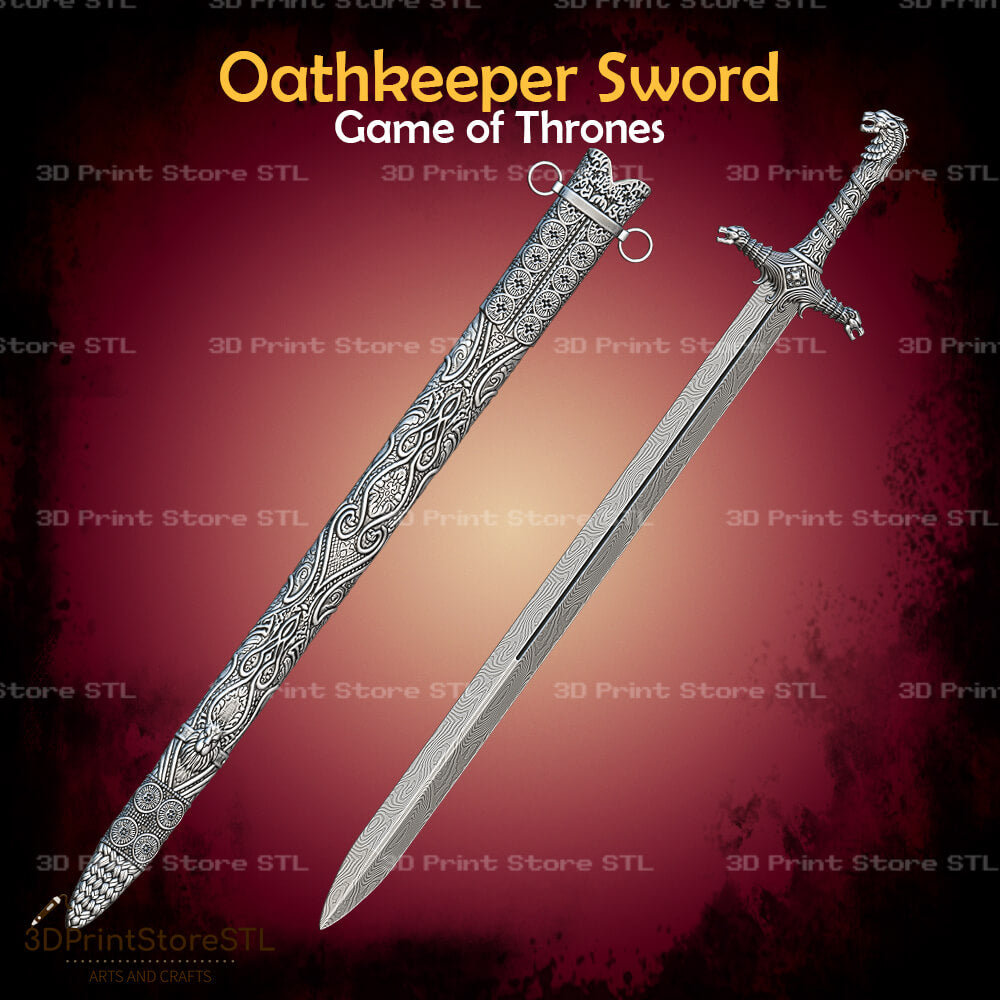 Oathkeeper Sword STL File for Game of Thrones Cosplay and 3D Print Model 