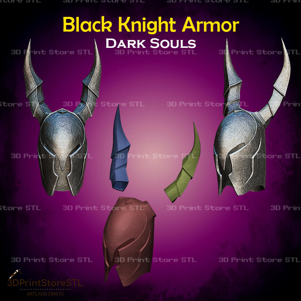 Black Knight Set STL File for Dark Souls Cosplay and 3D Print Model