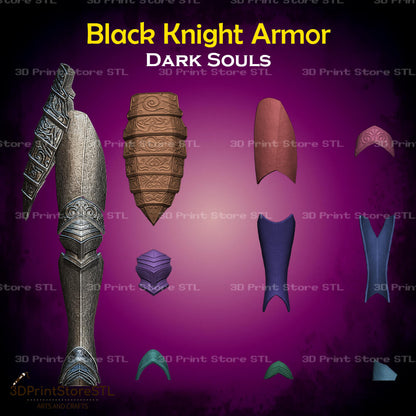 Black Knight Set STL File for Dark Souls Cosplay and 3D Print Model
