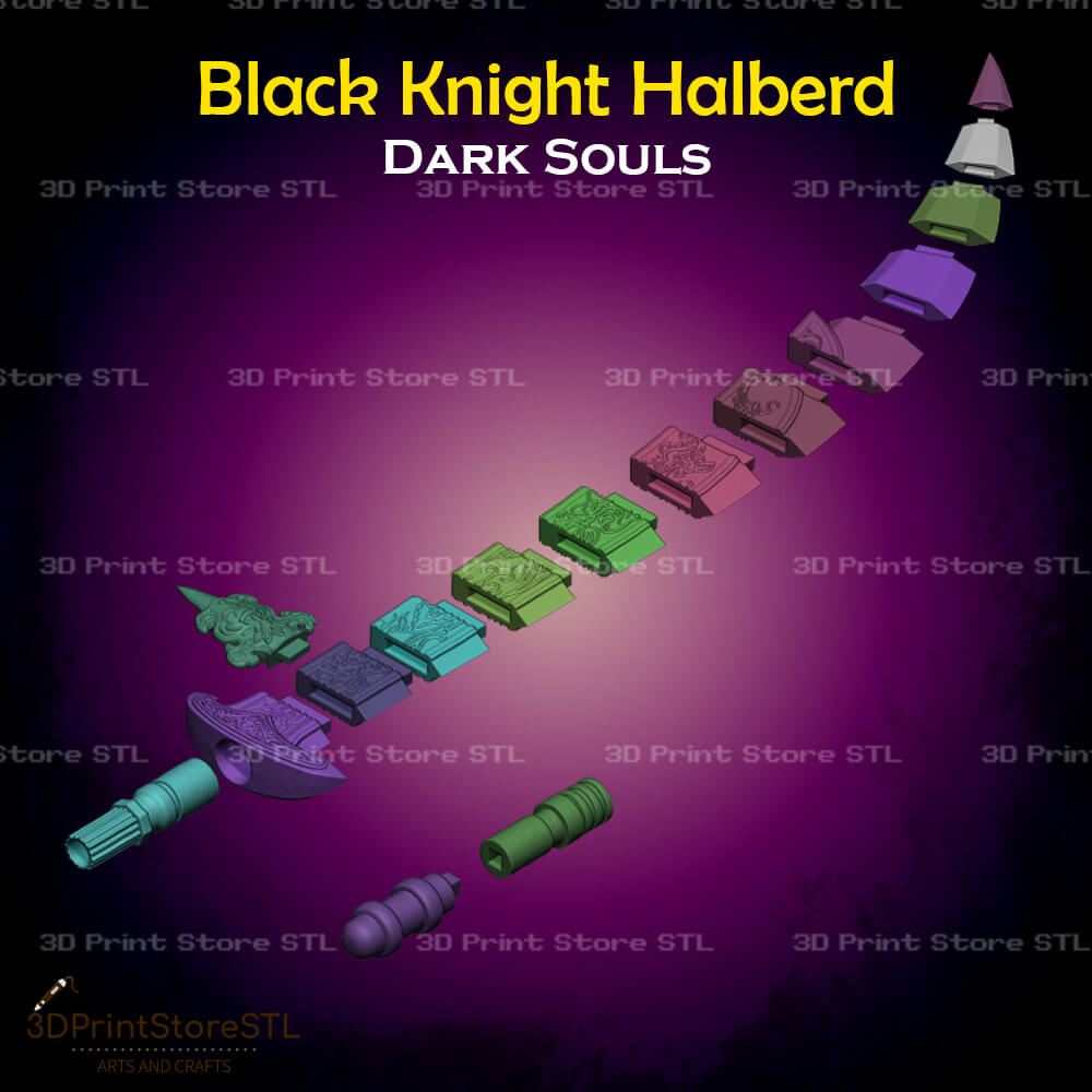 Black Knight Halberd STL File for Dark Souls Cosplay and 3D Print Model