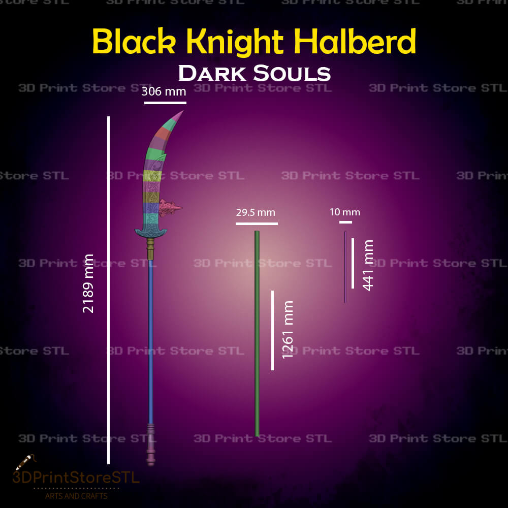 Black Knight Halberd STL File for Dark Souls Cosplay and 3D Print Model