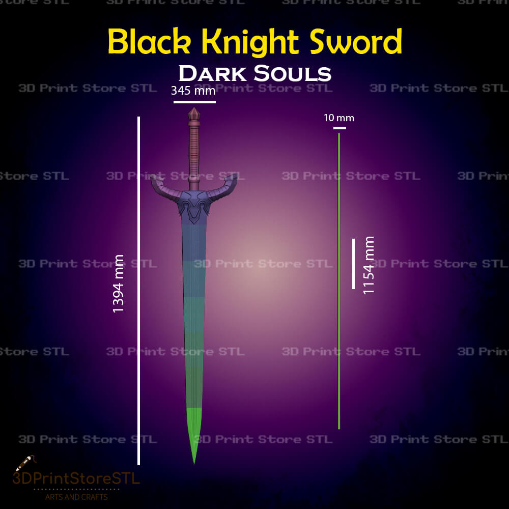 Black Knight Sword STL File for Dark Souls Cosplay and 3D Print Model