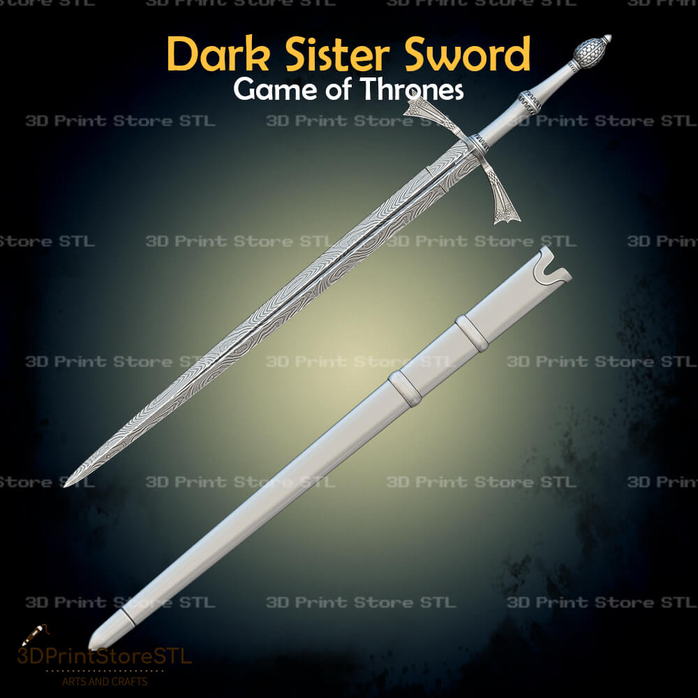 Dark Sister Sword STL File for Game of Thrones Cosplay and 3D Print Model 
