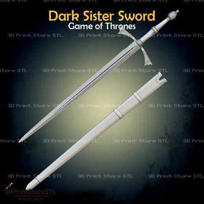 Dark Sister Sword STL File for Game of Thrones Cosplay and 3D Print Model 