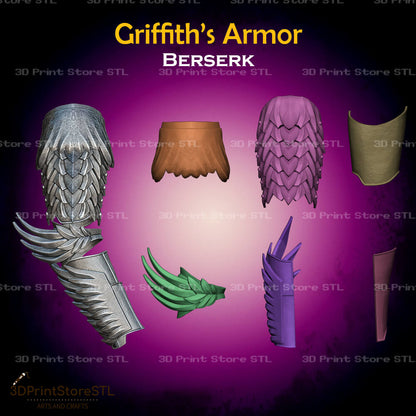 Griffith Set STL File for Berserk Cosplay and 3D Print Model