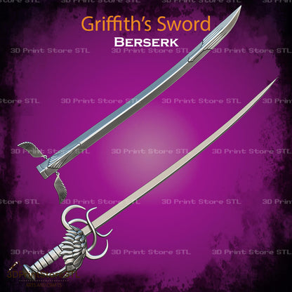 Griffith Sword STL File for Berserk Cosplay and 3D Print Model