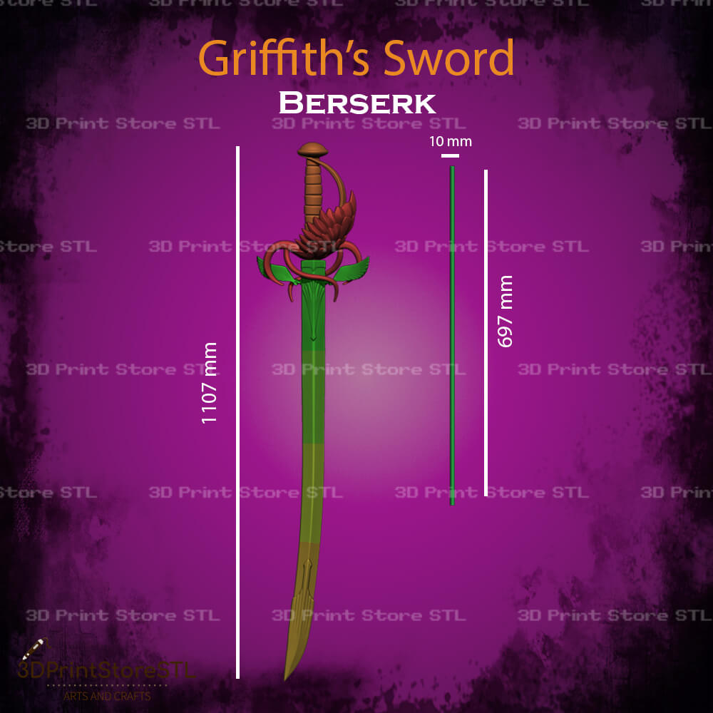 Griffith Sword STL File for Berserk Cosplay and 3D Print Model