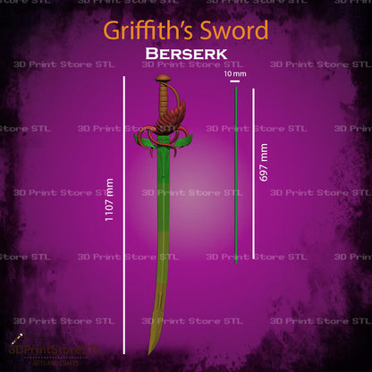 Griffith Sword STL File for Berserk Cosplay and 3D Print Model