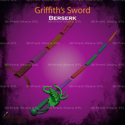 Griffith Sword STL File for Berserk Cosplay and 3D Print Model