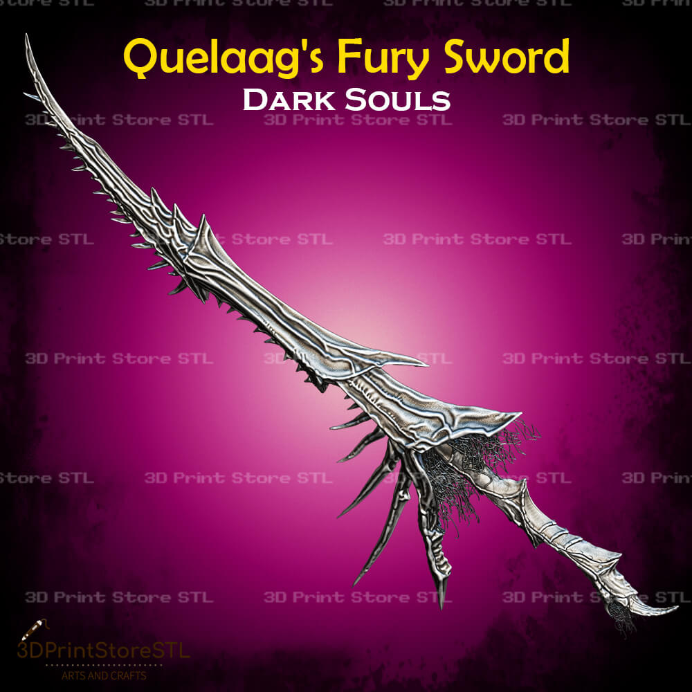 Quelaag's Fury Sword STL File for Dark Souls Cosplay and 3D Print Model