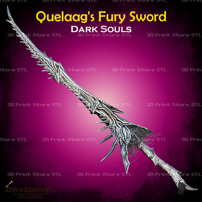 Quelaag's Fury Sword STL File for Dark Souls Cosplay and 3D Print Model