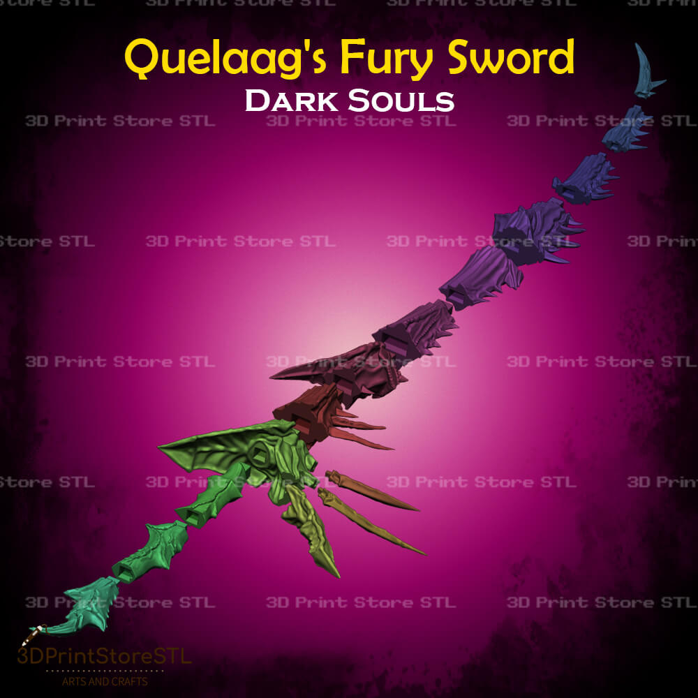 Quelaag's Fury Sword STL File for Dark Souls Cosplay and 3D Print Model